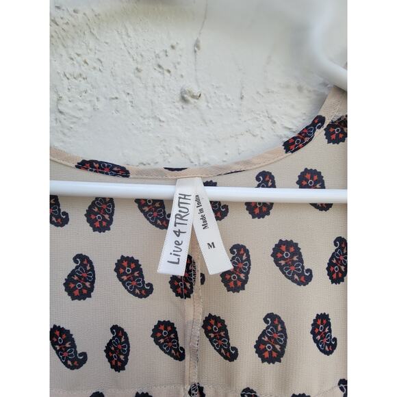 Live 4 Truth Paisley Mixed Media Long Semi-Sheer Kimono Size M - Picture 2 of 5